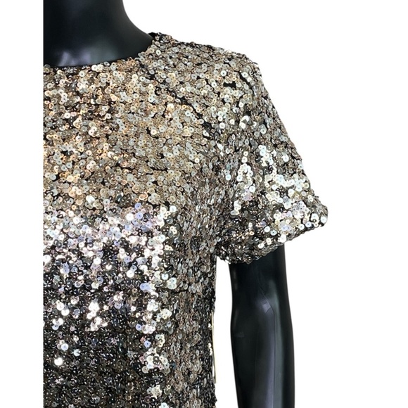 Banana Republic Gold Silver Sequin Party Top NWT Holiday New Year’s Eve Small - Picture 6 of 7